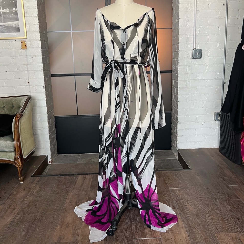 Designer sample!! Sheer button front dress